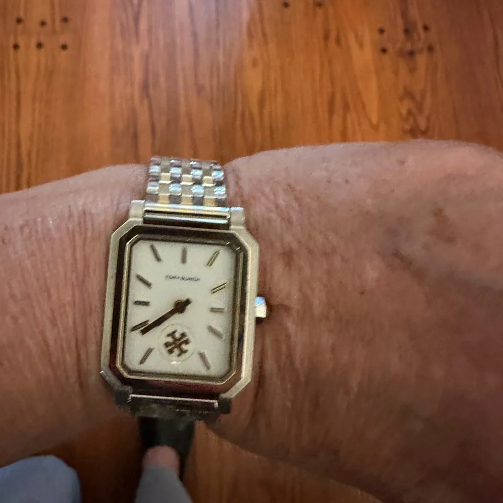 Tory Burch Silver-Tone Stainless Steel Logo Bracelet Watch